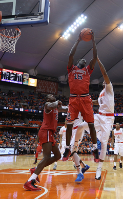 Sir'Dominic Pointer secures a rebound. He finished with eight boards and chipped in nine points.