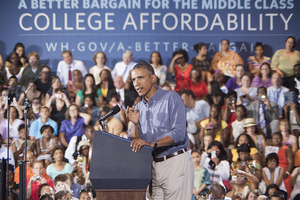 President Barack Obama, shown here speaking at Henninger High School in 2013, will speak at the Toner Prize award celebration.