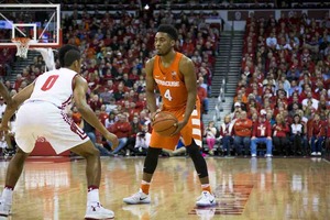 John Gillon scored 10 points and assisted on four baskets against Wisconsin on Tuesday. He also turned the ball over twice in Syracuse's 77-60 loss. 