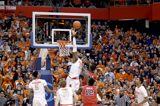 Rakeem Christmas skies high for a block. The senior finished the game with 15 points. 