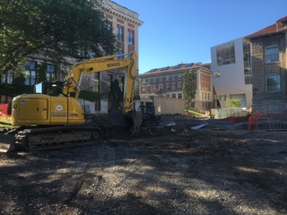 Construction on the Quad 2 Parking Lot near Slocum Hall and Machinery Hall is being done as part of the overall construction of the University Place promenade. Photo taken June 22, 2016