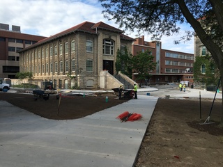 New sidewalks have been poured near Machinery Hall as construction in the area continues. Photo taken July 22, 2016