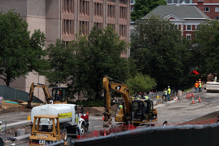 The first part of the concrete foundation for the University Place promenade was poured on July 27. Photo taken July 28, 2016